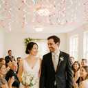 Pink Hanging Swirl Decorations for Party 42PCS Rose Gold Foil Ceiling Streamers with Hooks for Birthday, Bridal Shower, Bachelorette, Holiday Celebrations
