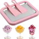 Rolled Ice Cream Maker, New Homemade Ice Cream Roller Maker, Instant Ice Cream Maker, DIY Fun Family Activity Rolled Ice Cream Tray for Yogurt, Sorbetand and Gelatod with 2 Scrapers(Pink)