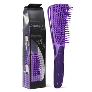 BESTOOL Detangling Brush for Natural Hair, Detangler for 3/4abc Curly, Coily, Kinky Hair, Detangle Wet/Dry Easily with No Pain (Purple)