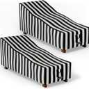 2Pcs Outdoor Chaise Lounge Covers - Patio Chaise Lounge Covers Waterproof Heavy Duty Outdoor Lounge Chair Covers Patio Furniture Covers, 84" L x 32" W x 32" H/Black&White Stripe