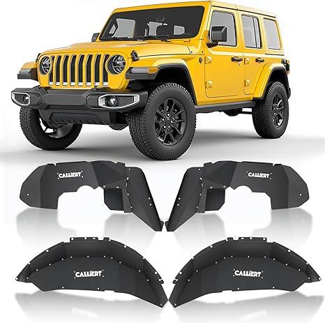 CALLIERT Aluminum Inner Fender Liner Front & Rear for 2018-2025 Jeep Wrangler JL & JLU Unlimited Bolt-on Style Mud Guards Cover Wheel Well Liners, Model: 4PCS for Jeep JL