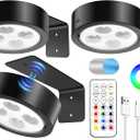 Galizey Picture Lights for Wall - Rechargeable Battery Operated Poster Lights with Remote - 13 RGB Color Magnetic Painting Light for Pictures Photo Frame Portrait, Dimmable & Timer (Black, 3 Pack)