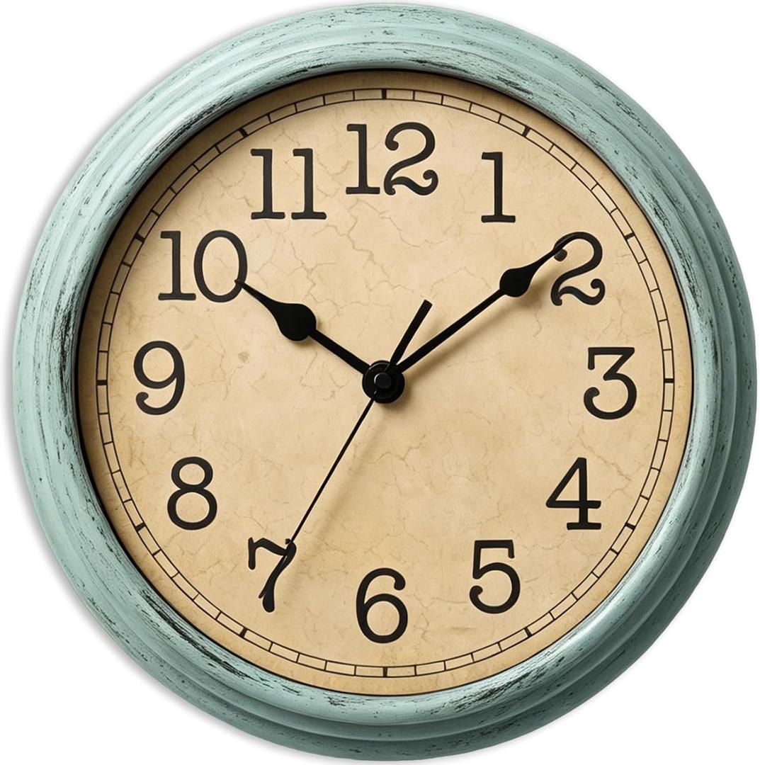 Wall Clock, 9 Inch Silent Wall Clocks Battery Operated, Decorative Clocks for Kitchen Living Room, Bedroom (Teal)