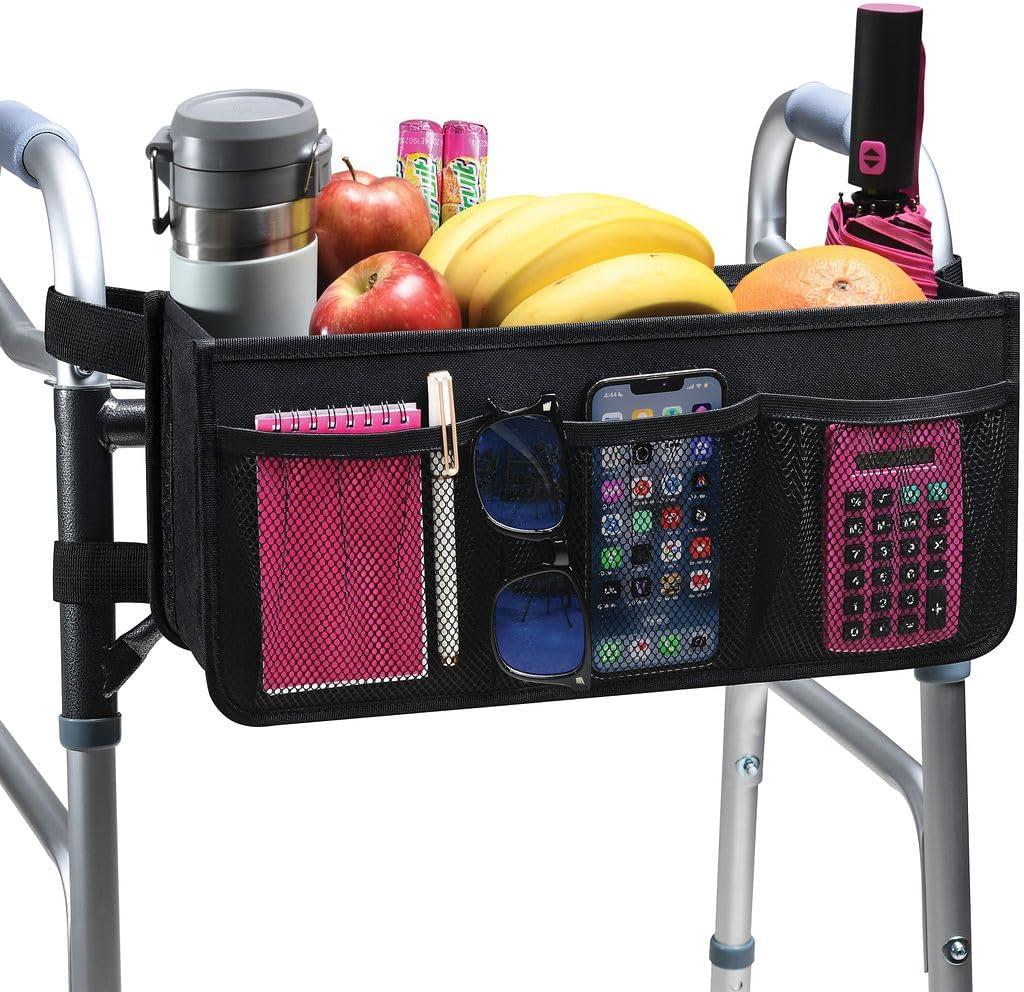 Medical king Walker Basket, Walker Bag, Walker Accessories Cup Holder - Easy Installation Walker, Basket for Foldable Walker Storage Bag