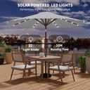 Kingdura 10FT Outdoor Patio Umbrella with Solar Lights, Market Table Umbrella with Push Button Tilt & Crank, 8 Sturdy Ribs, 32 LED Lights, UV Protection for Garden Lawn Deck Backyard Pool (Light grey)