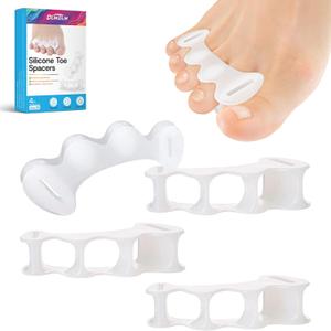 2Pairs Toe Separator & Toe Spacers for Men and Women, Bunion Corrector, Foot Alignment - Strengthening and Balance (Small)