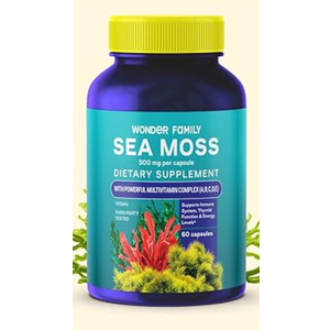Wildcrafted Irish Sea Moss Capsules – Chondrus Crispus or Sea Moss Advanced with Biotin, Niacinamide, Vitamins – Multimineral Supplement – Alternative to Irish Seamoss Gel – 60 Seamoss Pills, BB Date 08/2026