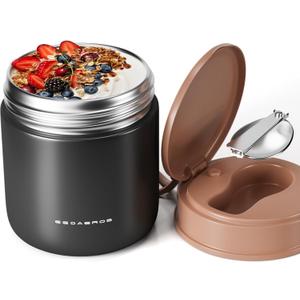 15.2oz Soup Thermo for Hot Food Kids Insulated Food Jar,Thermo Hot Food Lunch Container, Width Mouth Stainless Steel Lunch Box for Kids with Spoon (Black)