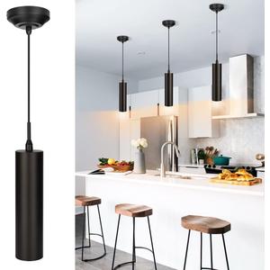 DAKASON Black Pendant Light, LED Modern Pendant Light Fixture for Kitchen Island, Industrial Pendant Lighting for Dining Room, Vintage Chandelier to Decor Living Room, Hallway (1Pack)