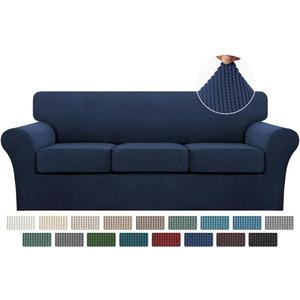 Turquoize 4 Piece Sofa Covers for 3 Cushion Couch Sofa Slipcover Soft Couch Cover for Dogs-Washable Sofa Furniture Covers with 3 Individual Cushion Covers, Jacquard Fabric (3 Cushion Sofa, Navy)