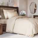 Duvet Cover queen Size Set - Extra Soft Duvet Cover 68 x 90 with 1 Pillow Sham - Hotel Luxury, Easy Care and Fade Free with Zipper Closures & Ties - Comfy, Cozy Breathable Bedding Set (Wheat)