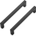 Ravinte 5 Pack 6-1/4 Inch Square Cabinet Handles - Matte Black Stainless Steel Drawer Pulls - Kitchen Hardware