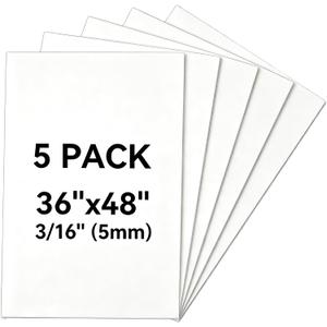 5 Pack 36x48-inch White Foam Board - 3/16-inch (5mm) Thick