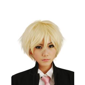 HH Building Cosplay Wig Men's Short Layered Halloween Costume Hair Wig (Blonde) 12 Inch / 30 cm