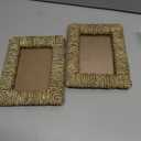 2 Pcs Rattan Picture Frame, 4x6 Boho Photo Frame Handmade Farmhouse Wicker Picture Frame Set for Wall and Tabletop Display (Natural, 4X6+4X6)