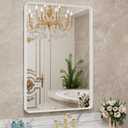 LOAAO 22x30 Inch White Metal Framed Bathroom Mirror for Wall, White Bathroom Vanity Mirror Farmhouse, Large Rounded Rectangle Mirror, Anti-Rust, Hangs Horizontally or Vertically