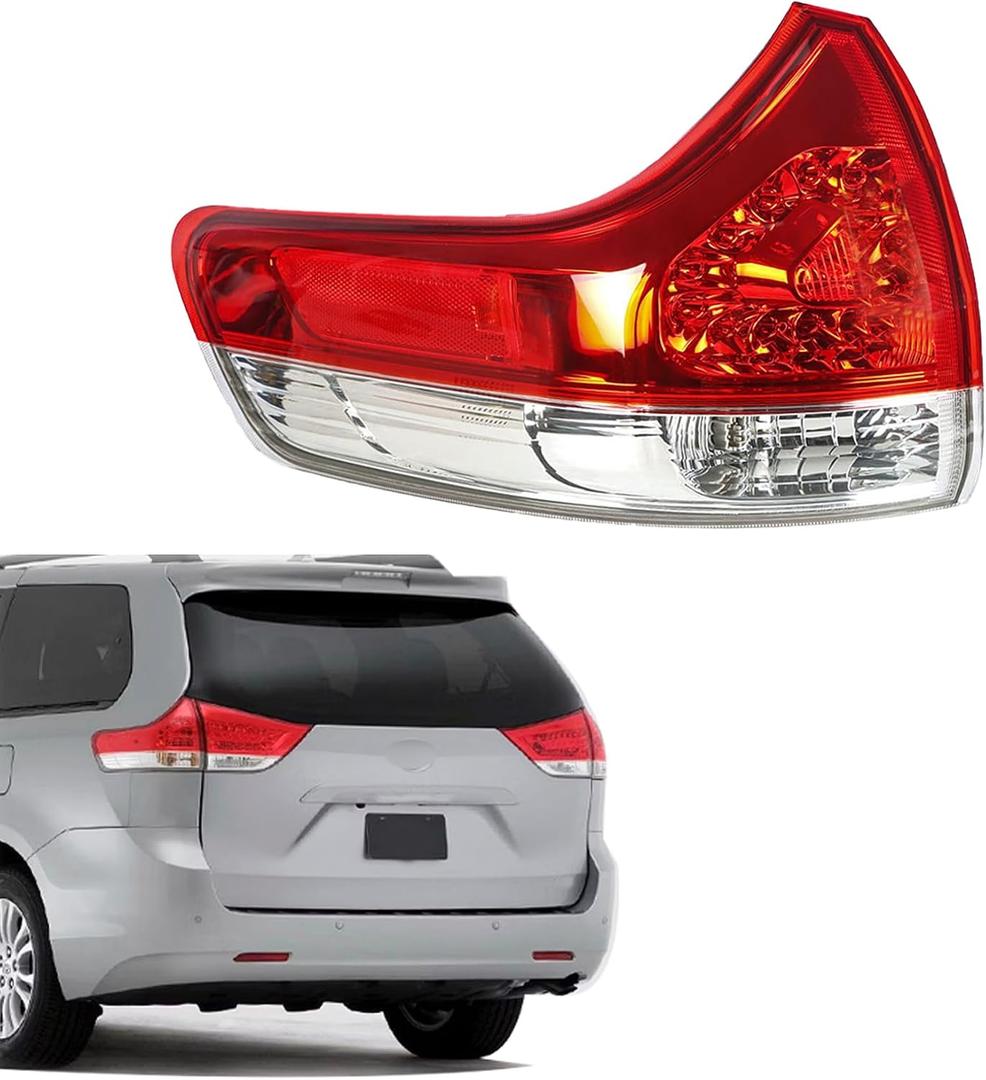WFLNHB Left Side Tail Light Replacement for Toyota Sienna 2011 2012 2013 2014 Rear Tail Light Lamp Assembly TO2804107 8156008030 Driver Side