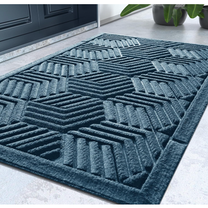 Yimobra Door Mats Outdoor 29.5x17, All-Season Waterproof Outdoor Mats for Front Door Entrance with Drainage Holes, Heavy Duty Non-Slip Doormat for Garage Patio Entryway Indoor, Blue