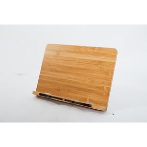 REEZHEE Bamboo Reading Stand Reading Stand Multi-Functional Adjustable Book Clip for Students Reading Books Test Over Bookshelf Reading Books on Bookshelf Cookbook Rack Music Stand, Primary middle 
Size: Brown Large