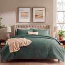 Bedsure Quilts Queen Size - Dark Green Bedspread Queen Size & Lightweight Comforter, Modern Coverlet with Clover Pattern, Ultra Soft All-Season Bedding, 90 x 96 Inches | Stitch-Free Quilting, Ultra Soft, Lightweight, Machine Washable, Pet-Friendly