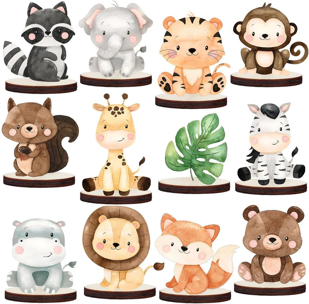 12pcs Safari Centerpieces for Safari Baby Shower Decorations Cute Animals Wild One Birthday Decorations