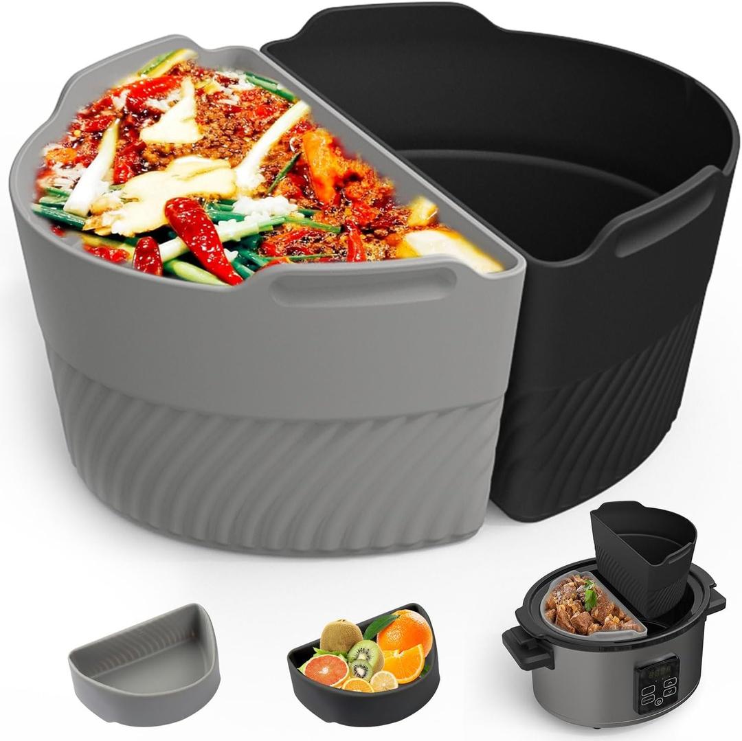 Slow Cooker LinersCook Two Things at Once and Easy CleanCrock Pot DividerSuitable for 6-8QT CrockSilicone Crock Pot Liners Oval (2)