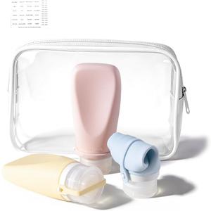 Travel Bottles for Toiletries, TSA Approved 3oz Container, High-Effeiciency Leak-Proof Ultrasonic Technology, Silicone Refillable Squeezable Travel Accessories for Shampoo Conditioner Lotion (3 Pcs)