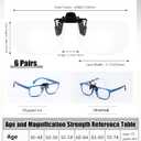 Copkim 4 Pairs Clip on Reading Glasses Flip up Magnifying Clip on Lens Blue Light Blocking Non Prescription Reading Glasses