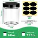Eupako 48 Pack Plastic Jars with Lids 6 OZ - Empty Clear Cosmetics Containers with Pen and Labels, Round Small Plastic Jars with Screw On Lids for Slime, Makeup, Butter, Cream, Lotion, Pot, Dry Food
