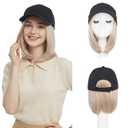 SEGO Pro White Wig Hat, Baseball Cap with Hair Attached for Women, 6" Hat Wig with Heat Resistant Synthetic Hair Extensions, for Daily Wear, Busy Mornings- Straight, Golden Brown Mix Dark Blonde