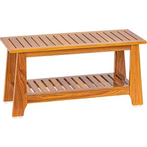NNN 24" Commercial Teak Shower Bench - 8 Non-Slip Leveling Feet & 350 lbs Capacity | Rock-Solid Stability for Seniors & Spa Safety | Waterproof Design for Saunas/Outdoor Pools (Patented)