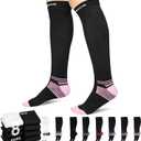 8 Pairs Compression Socks for Women Men Nurses L/XL(15-20mmhg) Easy on Knee High Compression Socks Providing Support