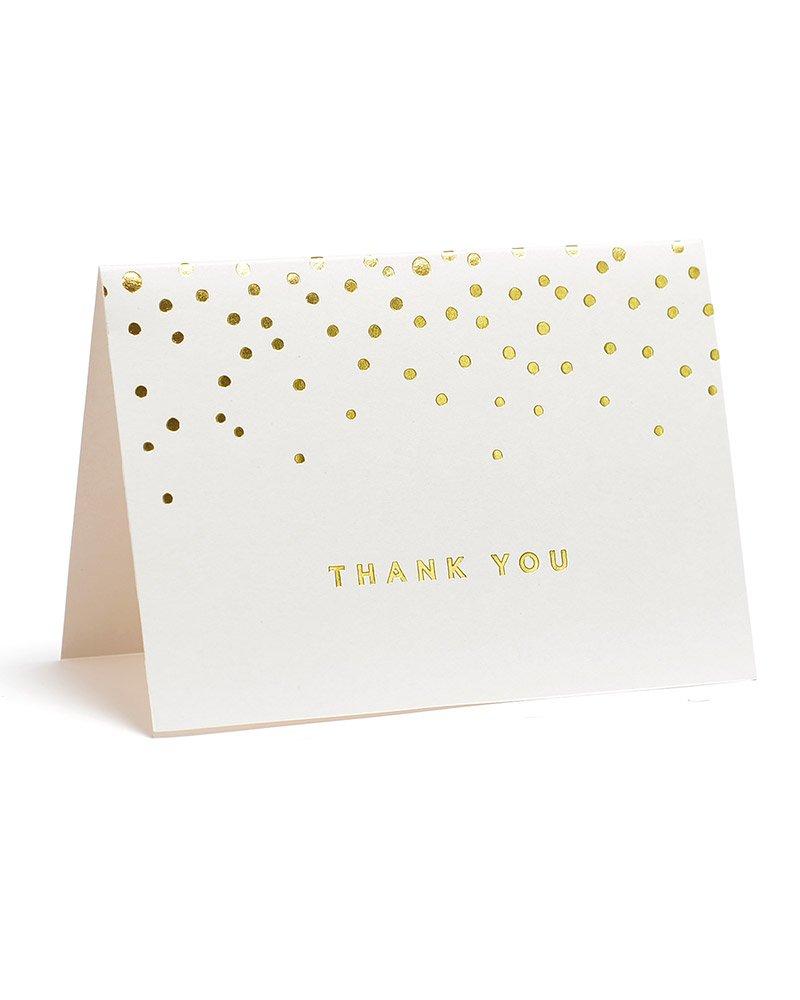 Gartner Studios Gold Foil Dots Thank You Cards, Ivory and Gold Foil Blank Thank You Notes, 3.5 x 5, Set of 50 Blank Notecards with Envelopes (13745)