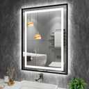 Amorho 24"x 32" LED Bathroom Mirror with Black Frame, Front Light and Backlit, Stepless Dimmable, Anti-Fog, Shatter-Proof, Memory, 3 Colors, Double LED Vanity Mirror