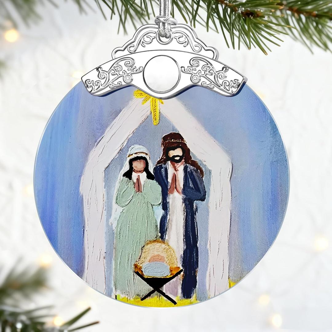 Christian Gifts: Nativity Scene Christmas Ornaments (Christmas Tree Decorations) | Christian Holiday Decor, Holy Family Ornament, Religious Gifts, Baptism Gift & Unique Faith Festival Gift