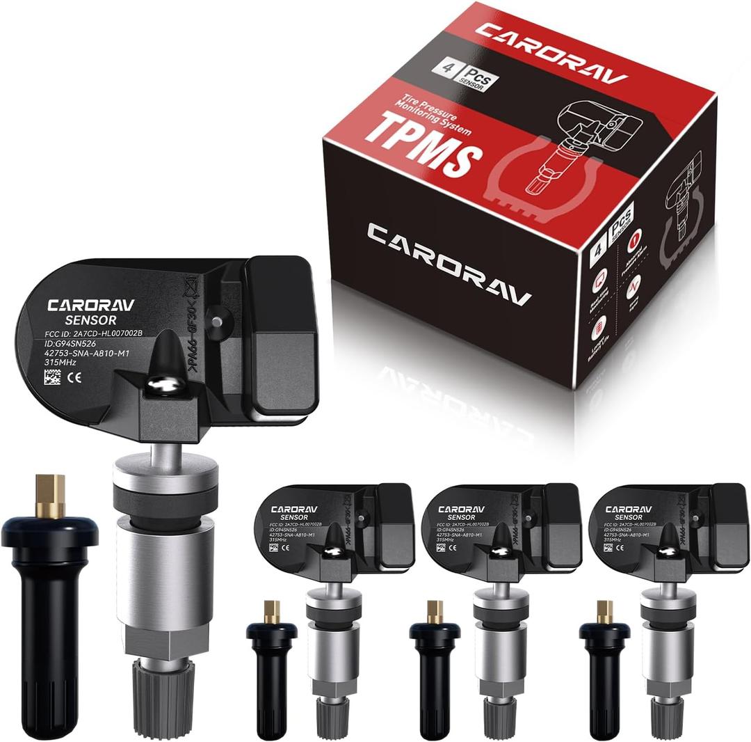CARORAV TPMS Sensor Tire Pressure Monitoring System Sensor Compatible with Honda Acura Model, Fit Insight Civic Element CR-Z Odyssey CSX, Replaces 42753-SNA-A810-M1 42753SNAA81 315Mhz Set of 4
