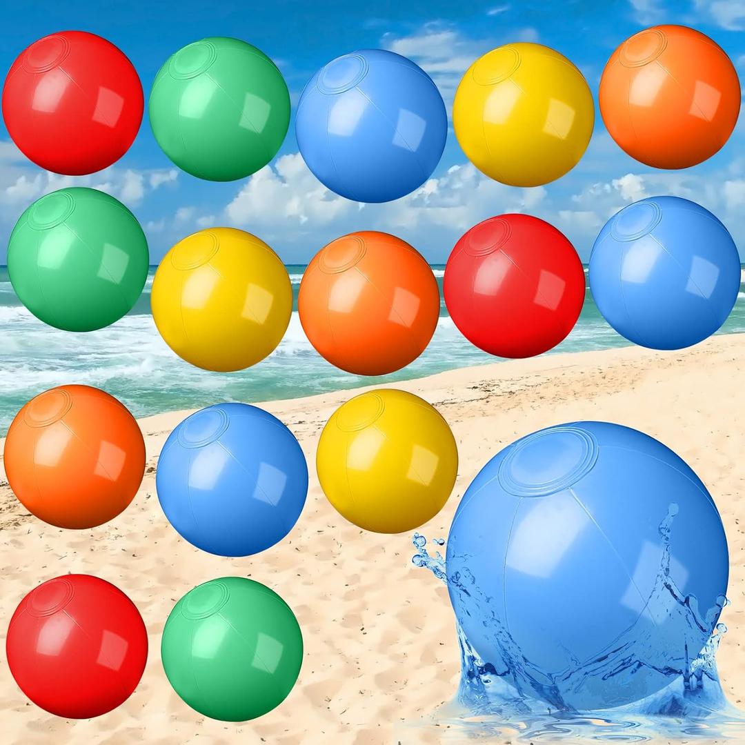 15 Pack Beach Ball Bulk 5 Inch Mini Inflatable Beach Small Pool Balls for Kids Swimming Pool Party Favors Solid Color Summer Birthday Party Decorations Water Games, 5 Colors
