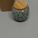 6oz Flambe Glaze Ceramic Loose Tea Canister Vintage Storage Jars with Airtight Wooden Lid Green Matcha Tin Container for Coffee Beans Condiments