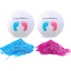 Gender Reveal Exploding Golf Balls Set for Gender Reveal Parties - ONE Wooden Tee, ONE Pink and ONE Blue Powder Filled Exploding Gender Reveal Golf Ball Included in Each Set