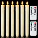 Homemory Real Wax LED Flameless Taper Candles (NO Remote) Timer, 9.6 Inches Ivory Fake Candlesticks, Dripless Battery Operated Window Candle with 3D Flickering Flame for Fireplace Xmas Halloween