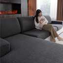 OHSIO Couch Cushion Covers for Sectional Sofa, Stretch Soft Sofa Slipcovers Washable Wear-Resistant Universal Furniture Protector for Living Room(1 Piece Back Couch Cover, 2 Piece Dark Gray)
