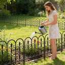 AMAGABELI GARDEN & HOME 5 Panels 32in(H)10ft(L) Decorative Garden Fences and Borders for Dogs No Dig Rustproof Metal Fence Panels Garden Edging Border Animal Barrier Fencing for Flower Beds Black