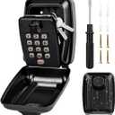 Key Lock Box for Outside, Sturdy Waterproof Wall Mount Lock Box for House Key, 12-Digit Combination Resettable Large Capacity Security Lockbox for Home, Garage, Office, Warehouse (Black)