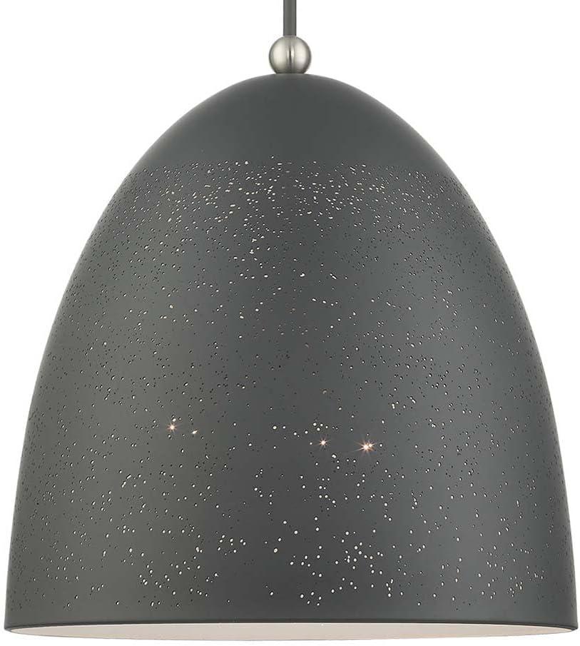 Livex Lighting 49110-76 3 Light Scandinavian Gray Pendant (Scandinavian Gray W/ Brushed Nickel Accents)