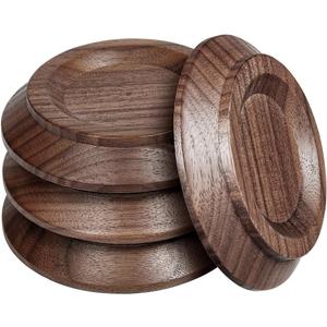 Piano Caster Cups Black Walnut Wood Caster Cups Coasters for Upright Piano