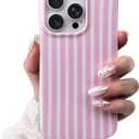 SleekCover Compatible with iPhone 15 Pro Case, Cute Aesthetic Striped Pattern Cover for Women Girls, Soft TPU Shockproof Protective Stylish Kawaii Phone Case for iPhone 15 Pro 6.1", Pink