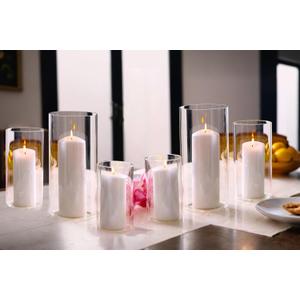 PHOSPHOR Hurricane Candle HoldersFor Pillar Candle Clear Glass Cylinder Centerpieces Vases Table Decoration Centerpiece Floral Room Decor Clear Seeded Bubbles Living Dining Kitchen 2 Pieces