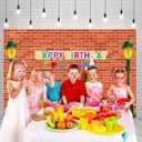 7x5ft Red Brick Wall Street Backdrop Cartoon Photography Backdrops Happy Birthday Party Background Party Decors Decorations Baby Shower Table Banner Background