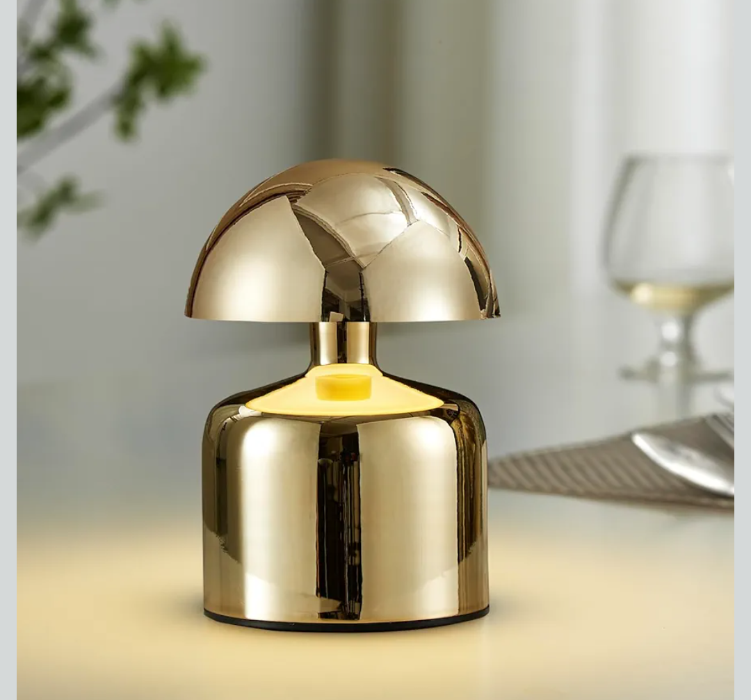 Modern Cordless Mushroom Small Table Lamp Touch LED Lamp, 3-Way Dimmable Bedside Nightstand Lamp Mini Rechargeable Night Light for Bedroom, Living Room