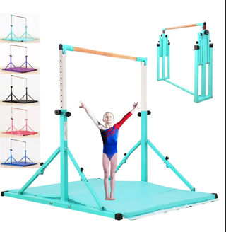 MARFULA 4FT/5FT Gymnastic Bar Set Gymnastics Kip Bar with 5 Ft Length 4Ft Inner Width 5ft Adjust Height Gymnastics Training Bar Equipment for Kids Professional Training Home and Club Use 